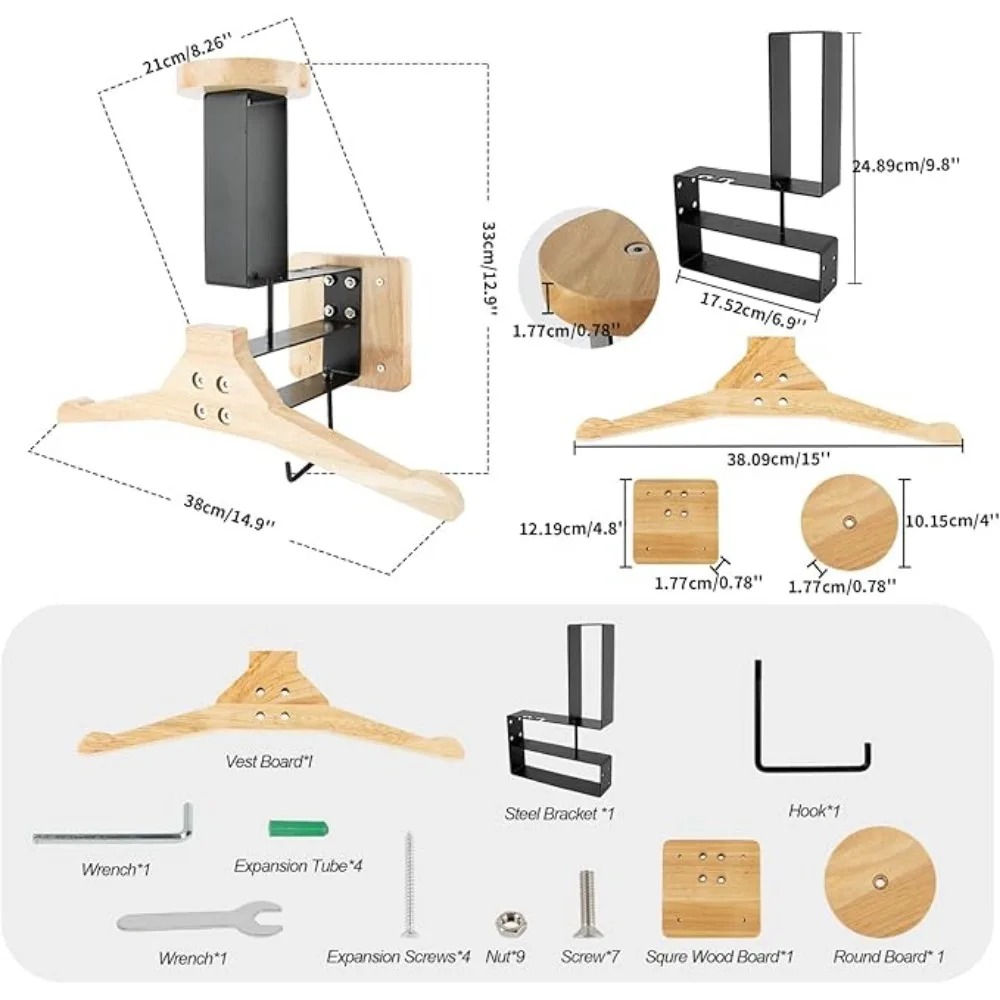 Motorcycle 1PCS Wooden Helmet  – Cycling Gear Wall Mount Bewertung und Preis